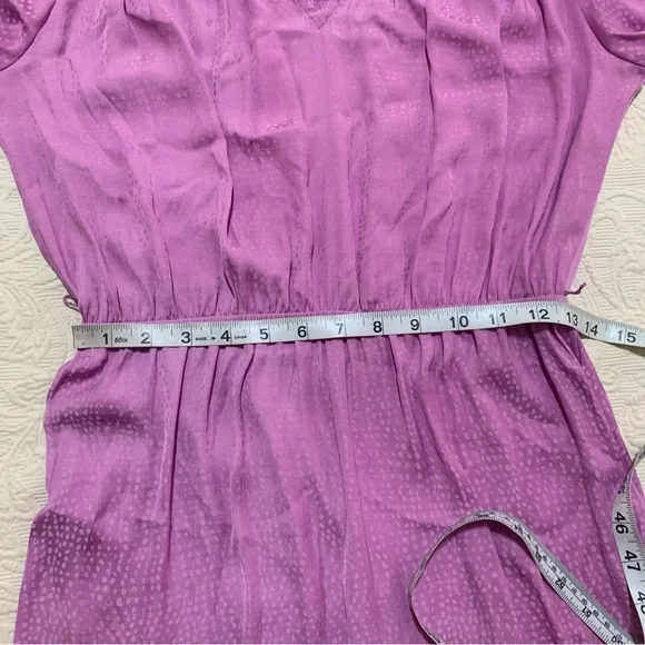 Simply Vera Vera Wang Lavender V-Neck Asymmetrical Ruffle Hem Line Shirt Dress - Picture 6 of 7